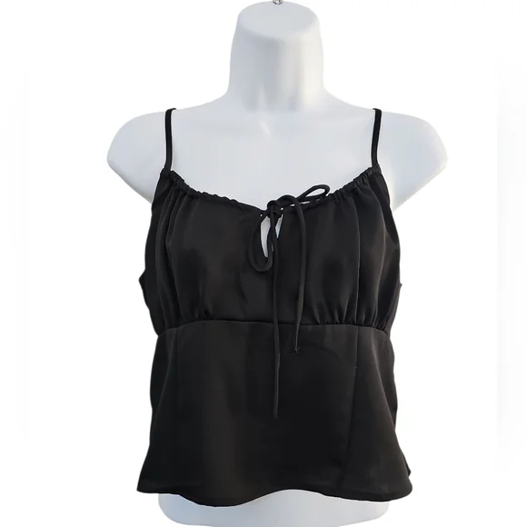 Anthropologie Black Womens Babydoll Top Size S Camisole Cropped Y2K Neutral - Picture 4 of 4